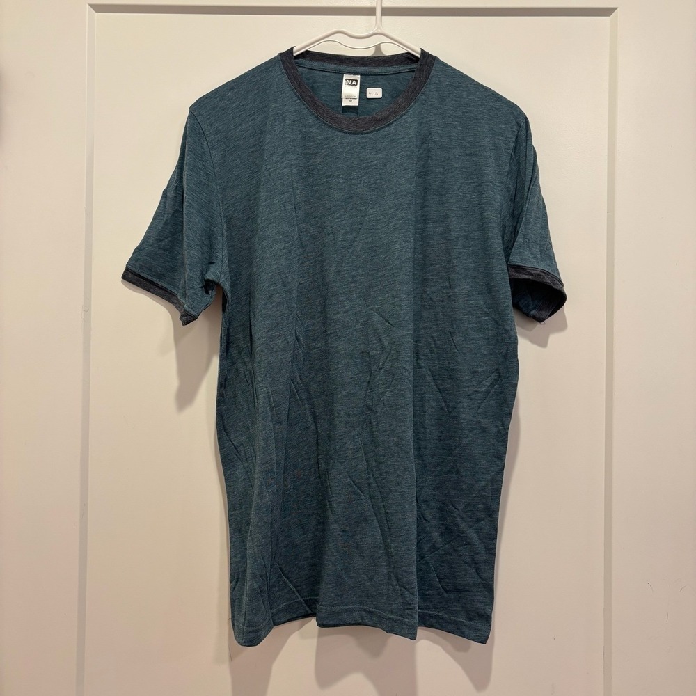 Next Level Apparel‎ Mens Ringer T-Shirt Heather Teal Charcoal Grey Size XL